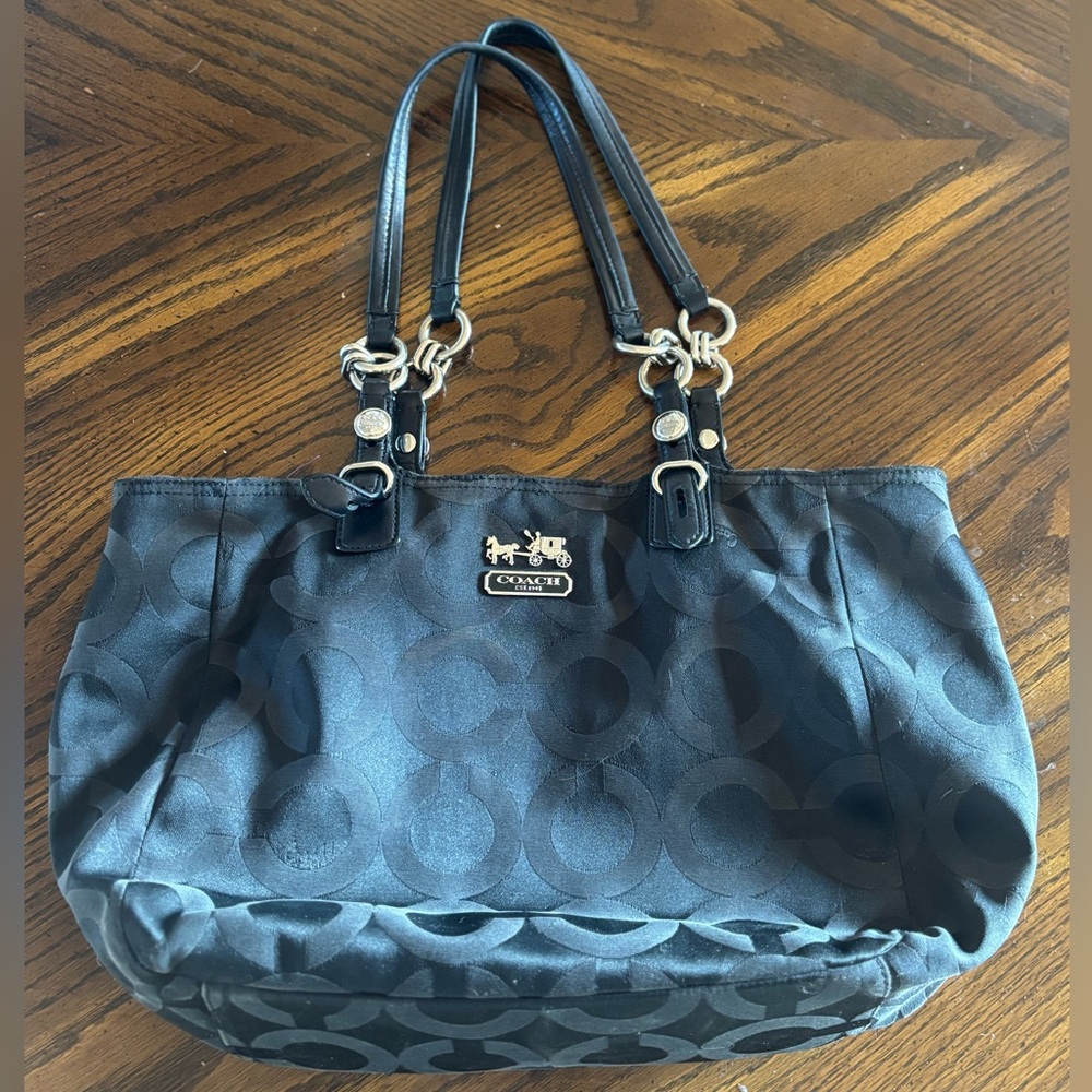 Coach Black Mia Signature Op Art Tote Bag, #15758